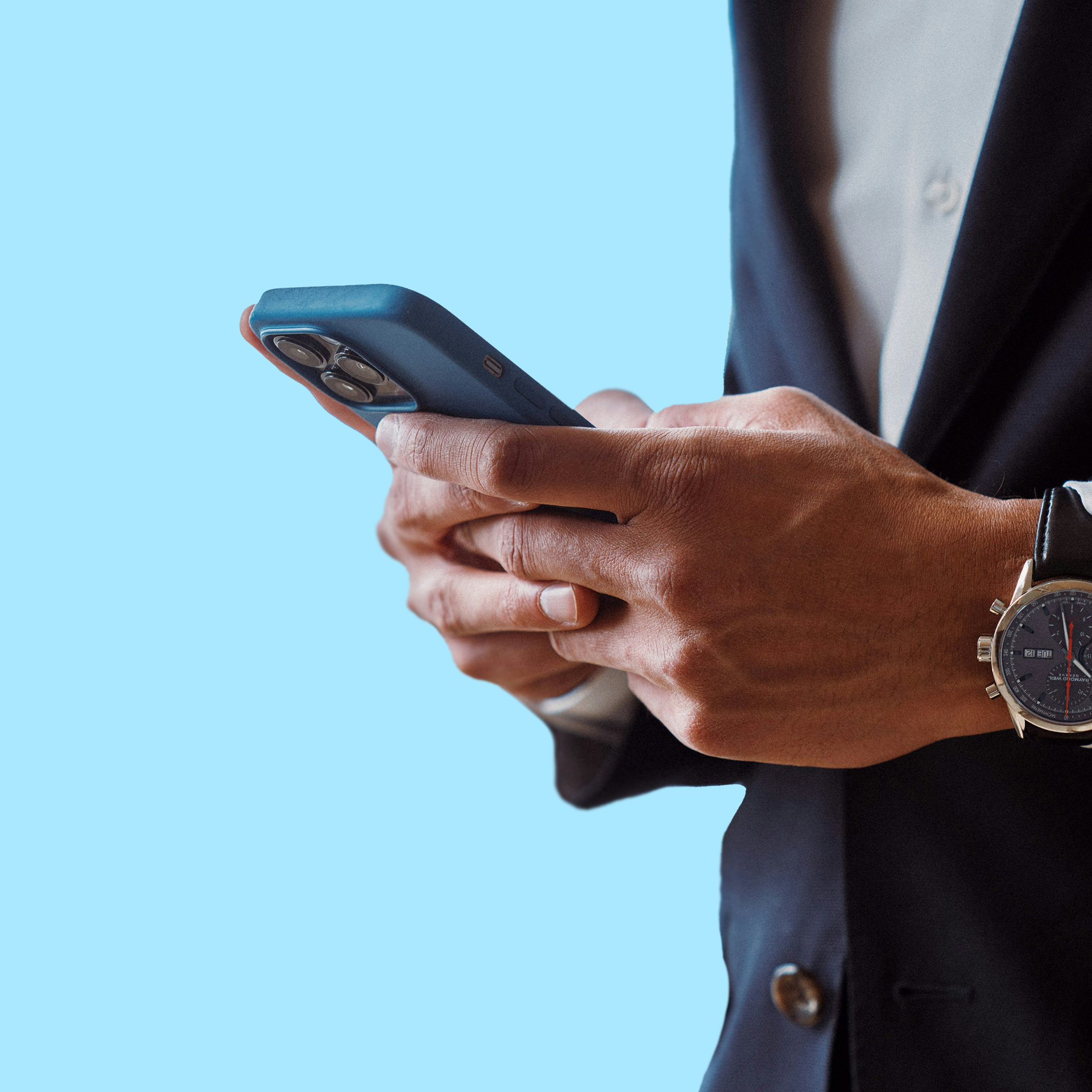 Private bank mobile app blue square preview